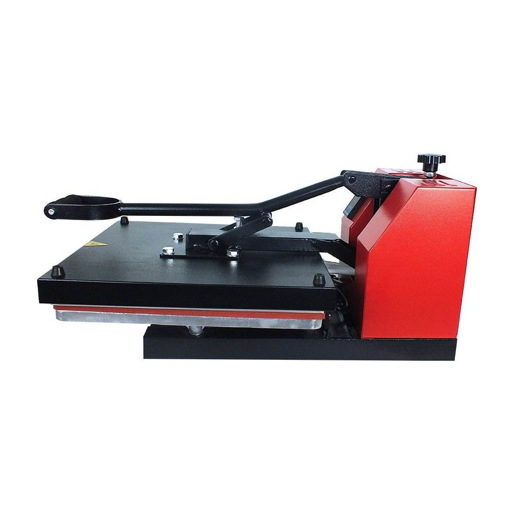 Professional Varmepressmaskin Modell XY-001 heat press machine with 38x38 cm heating plate and ergonomic handle for versatile printing on textiles and various materials