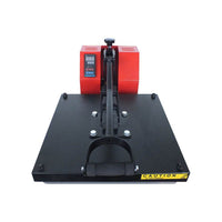 Varmepressmaskin Modell XY-001 with 38x38 cm heating element, digital temperature and time control, ergonomic handle, and durable design for professional heat transfer printing.