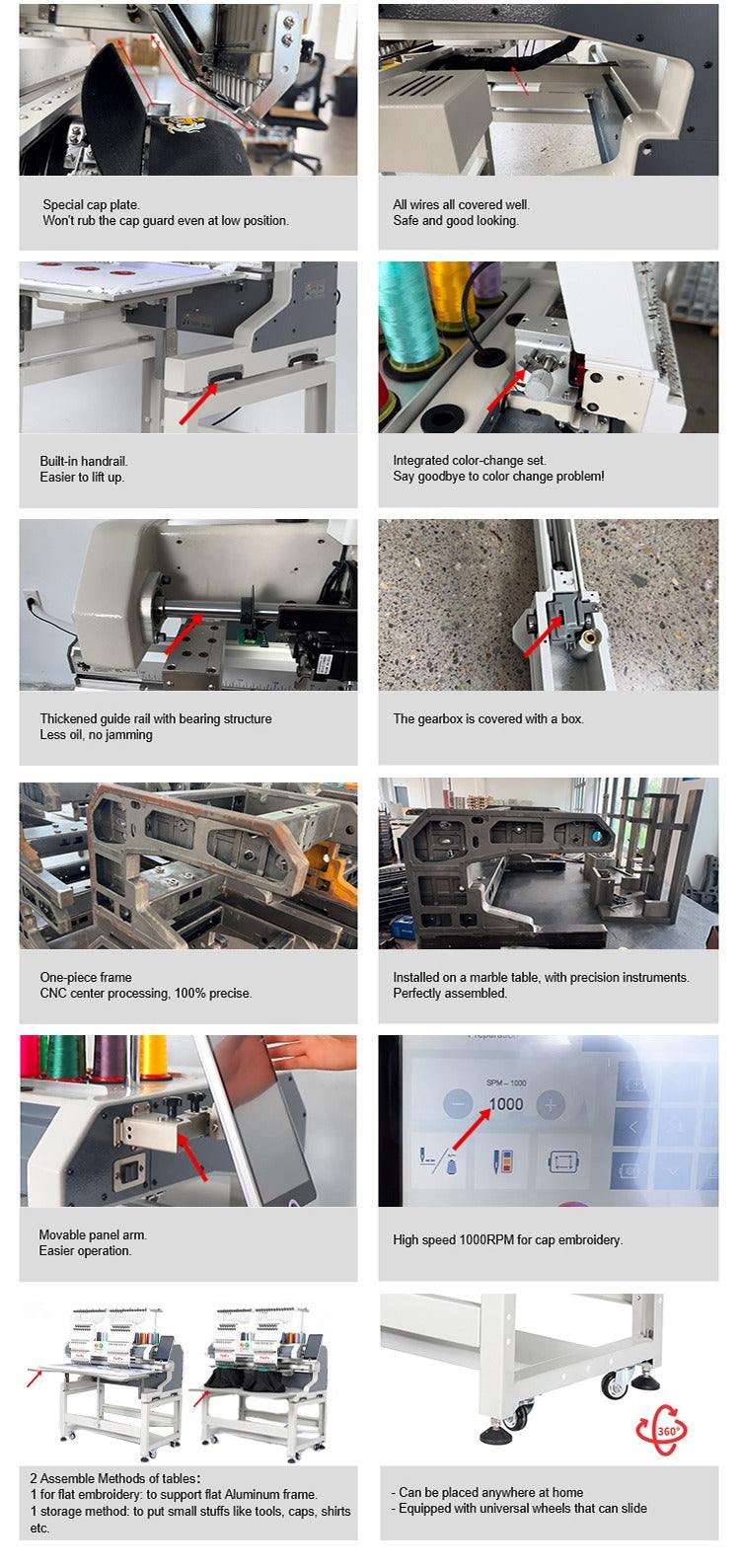 reatek BL-1503 industriell 3-hoders broderimaskin med 15 nåler per hode, høy hastighet og presisjonskontroll for effektiv tekstilproduksjon