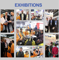 collage of business people at exhibitions showcasing second generation DTF printer technology