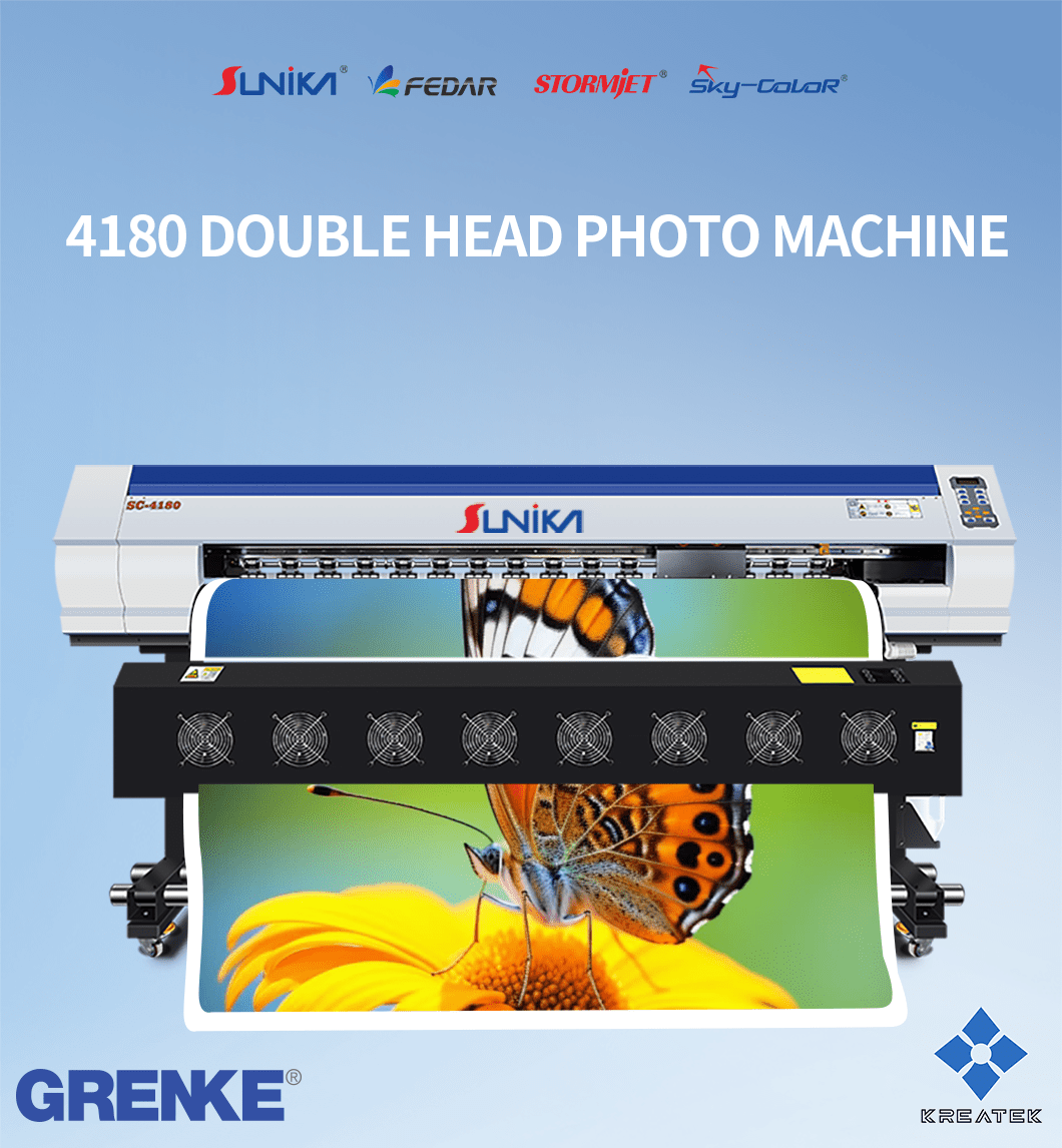 Snika SC-4180TS professional double head photo printer for high-definition large format prints on banners, posters, and vinyl.