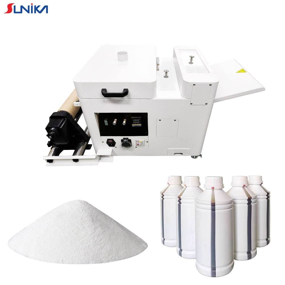SUNIKA DTF A3-Shaker machine with white powder and ink bottles for A3 printing tasks