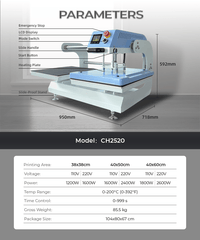 Pneumatisk Dobbel Varmepresse – Modell CH2520 - Kreatek.no