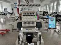 Kreatek III BL-1501 industrial embroidery machine with 15 needles and digital control screen, designed for high-speed cap and textile embroidery.