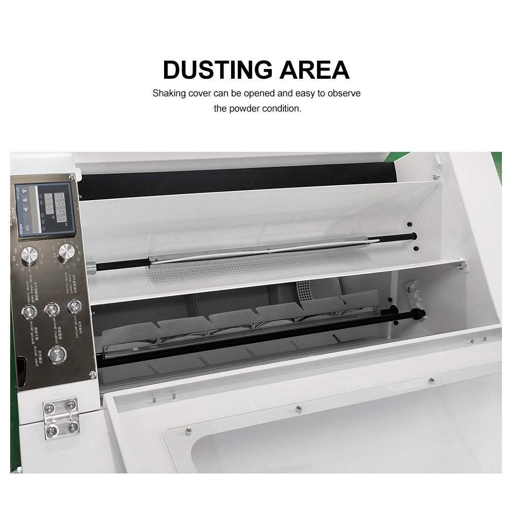 SUNIKA DTF 60cm-Shaker A3 powder dusting area with control panel and shaking cover open