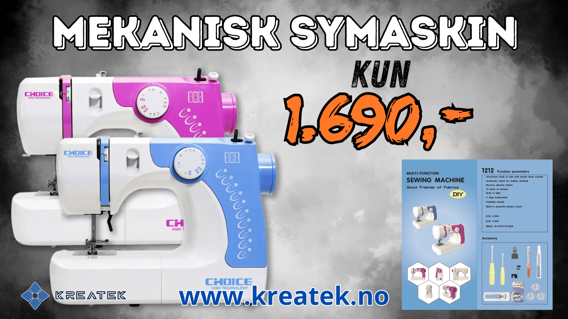 Kreatek GC1212 Mekanisk symaskin - Kreatek.no