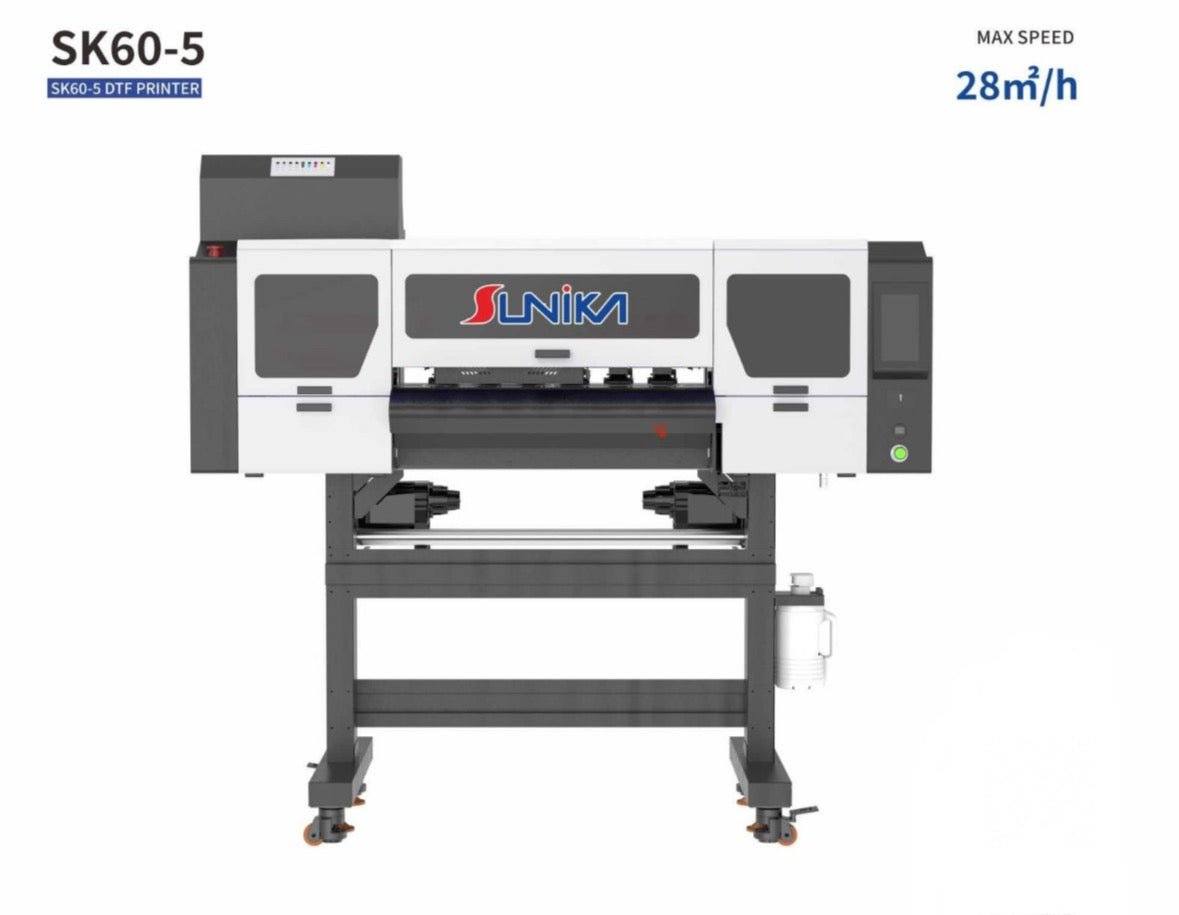 SUNIKA SK60-5 DTF Printer with five Epson I3200-A1 printheads and 28m²/h max speed for professional textile printing.