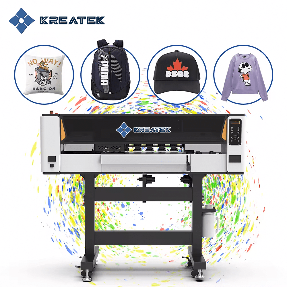 SUNIKA SK-60 DTF printer med pneumatisk varmepresse og trykk på hettegensere, ideell for profesjonell dtf printing.