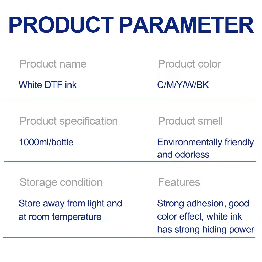 Kreatek DTF-blekket white ink bottle 1000ml with strong adhesion and vibrant CMYW BK colors, environmentally friendly and odorless.