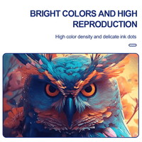 Vivid owl illustration showcasing bright colors and high color density printed with Kreatek DTF-blekk digital textile ink.