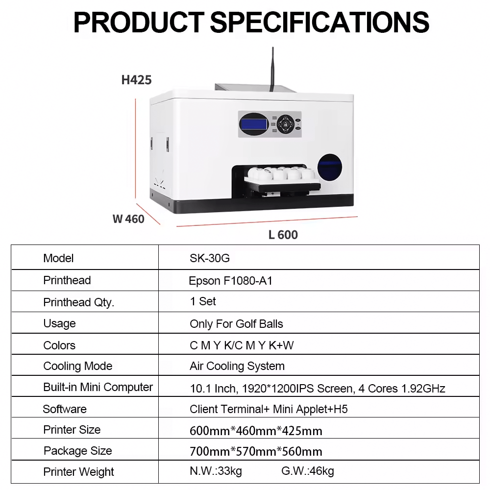SUNIKA SK - 30G Golfball UV printer - Kreatek.no