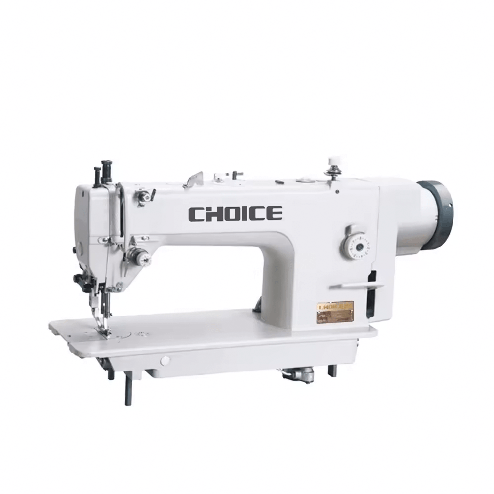 Industrial sewing machine GC0303 Walkingfoot for heavy materials and leather with flat-bed design and 400W motor.