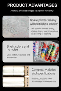 DTF-A3 Film 30cm x 100m with hot peel technology for vibrant, durable garment transfers and easy powder shaking, available in multiple sizes and clear color prints