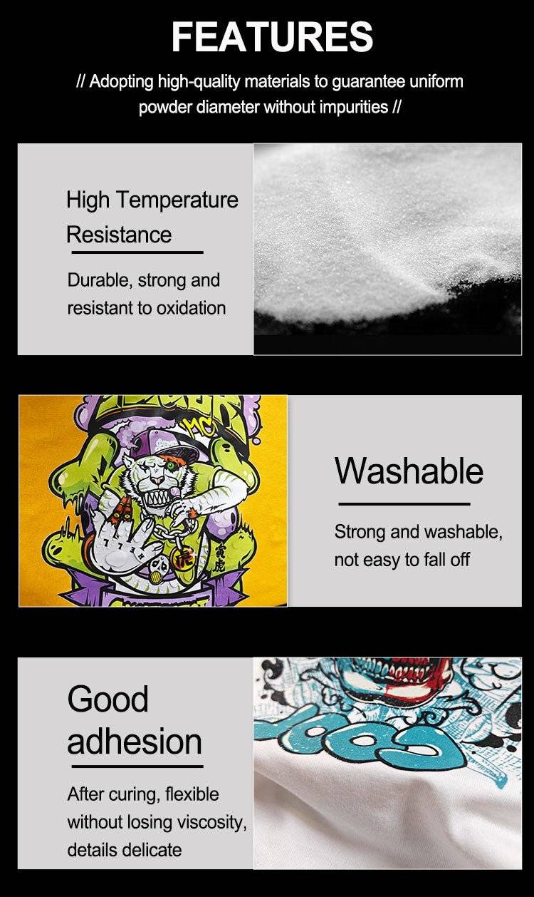 Kreatek DTF-Pulverlim white polyester melt glue powder 1kg with high temperature resistance, washable and strong adhesion for DTF printing