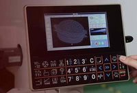 Control panel touchscreen of BAi Kesi 1204 4-head industrial embroidery machine with digital interface and design preview