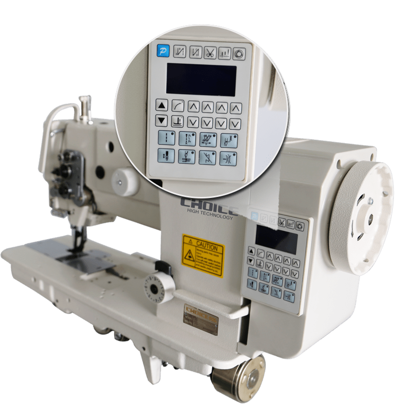 Golden Choice GC4400-D4 heavy-duty flatbed single needle sewing machine with digital control panel and manual feed mechanism for industrial lockstitch sewing.