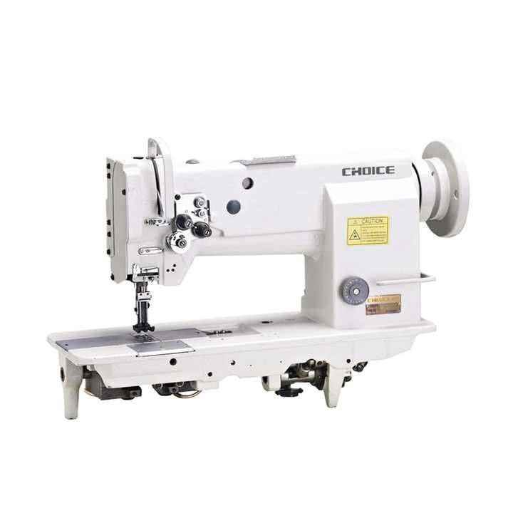 White industrial flatbed heavy duty sewing machine with double needle, model Golden Choice GC4420