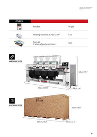 BAi Kesi 1504 4-head industrial embroidery machine with 400 x 450 mm embroidery area and 10" LCD touchscreen.