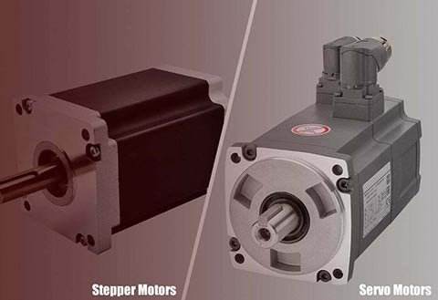 Close-up comparison of stepper motor and servo motor used in broderimaskin 400 x 450 mm embroidery machines.