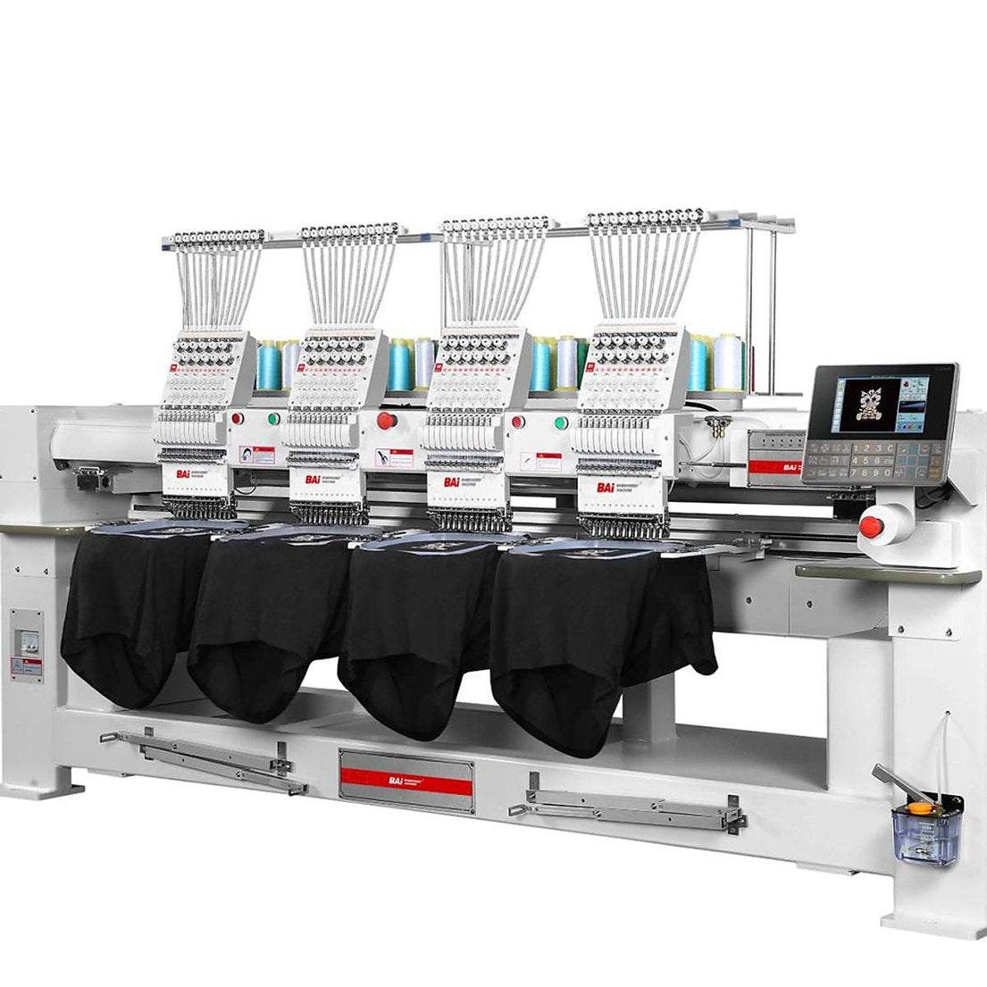 4-head industrial embroidery machine BAi Kesi 1204 with 400x450mm area and 10-inch LCD touchscreen