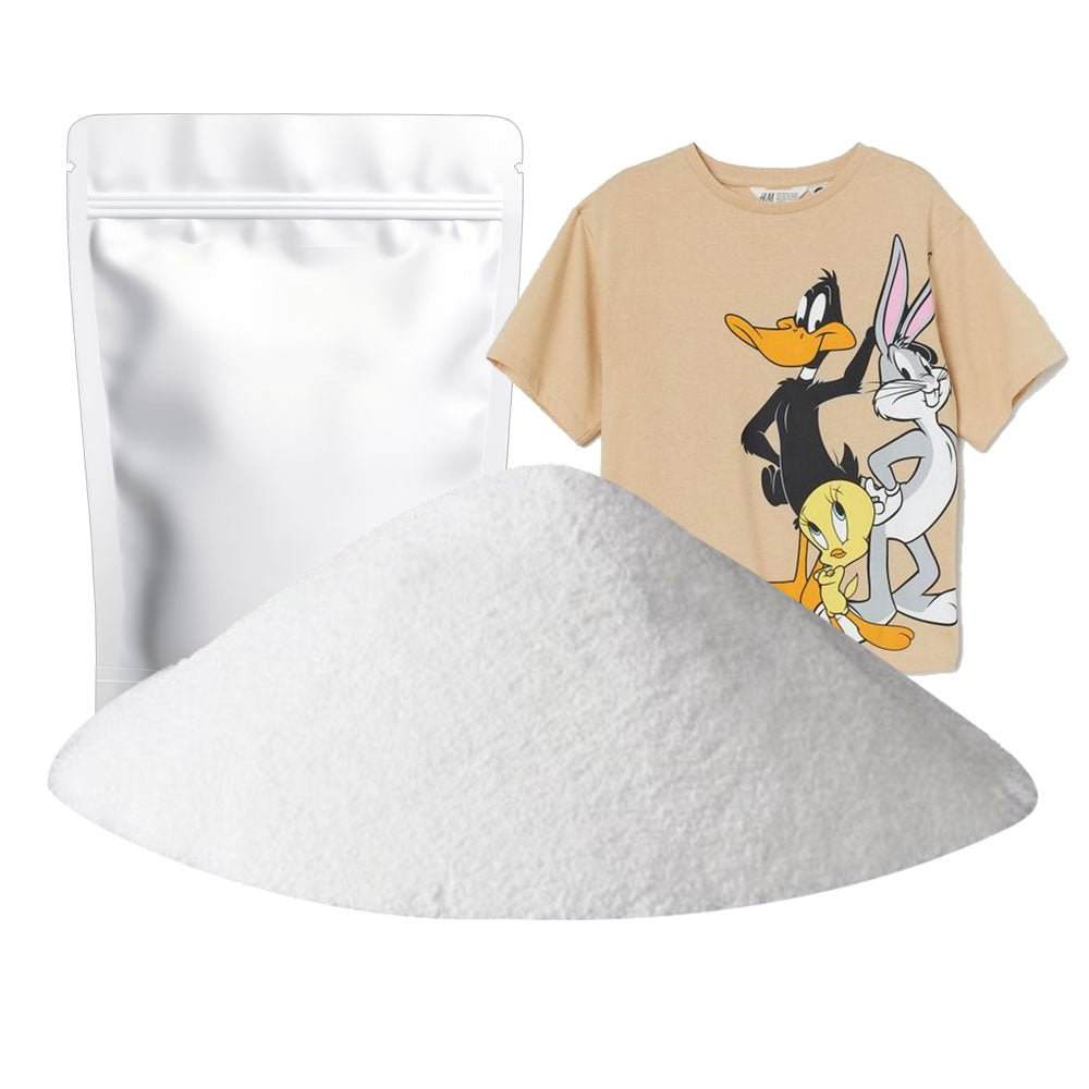 Kreatek DTF-Pulverlim white polyester heat melt powder 1kg with printed t-shirt