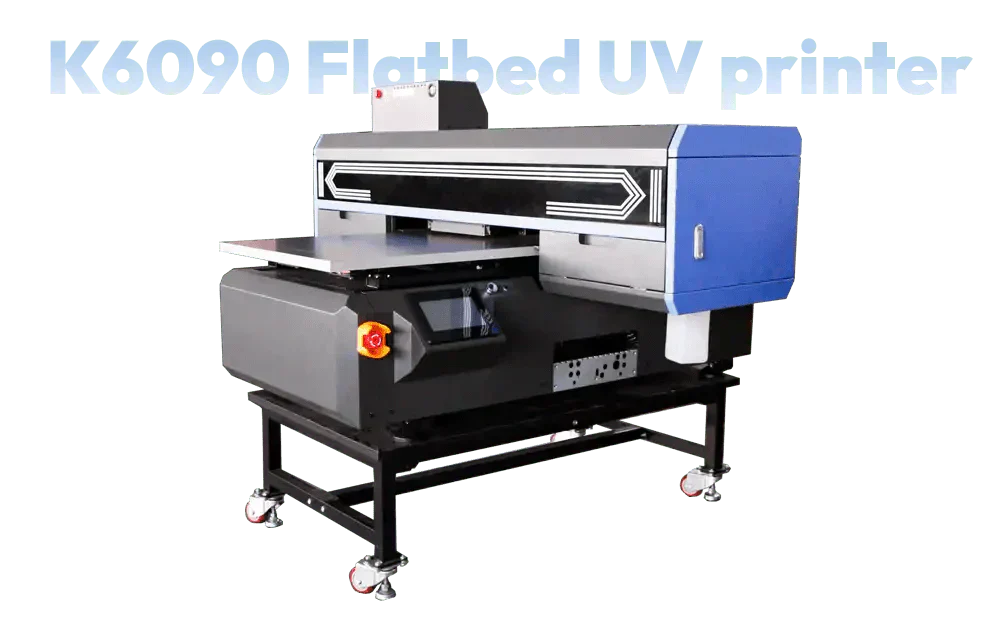 Keditec K6090 UV flatbed printer for industriproduksjon med Epson printheads og høy oppløsning