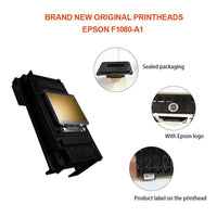 Epson F1080-A1 printhead for Sunika SK-A3C printer with sealed packaging, Epson logo, and product label.