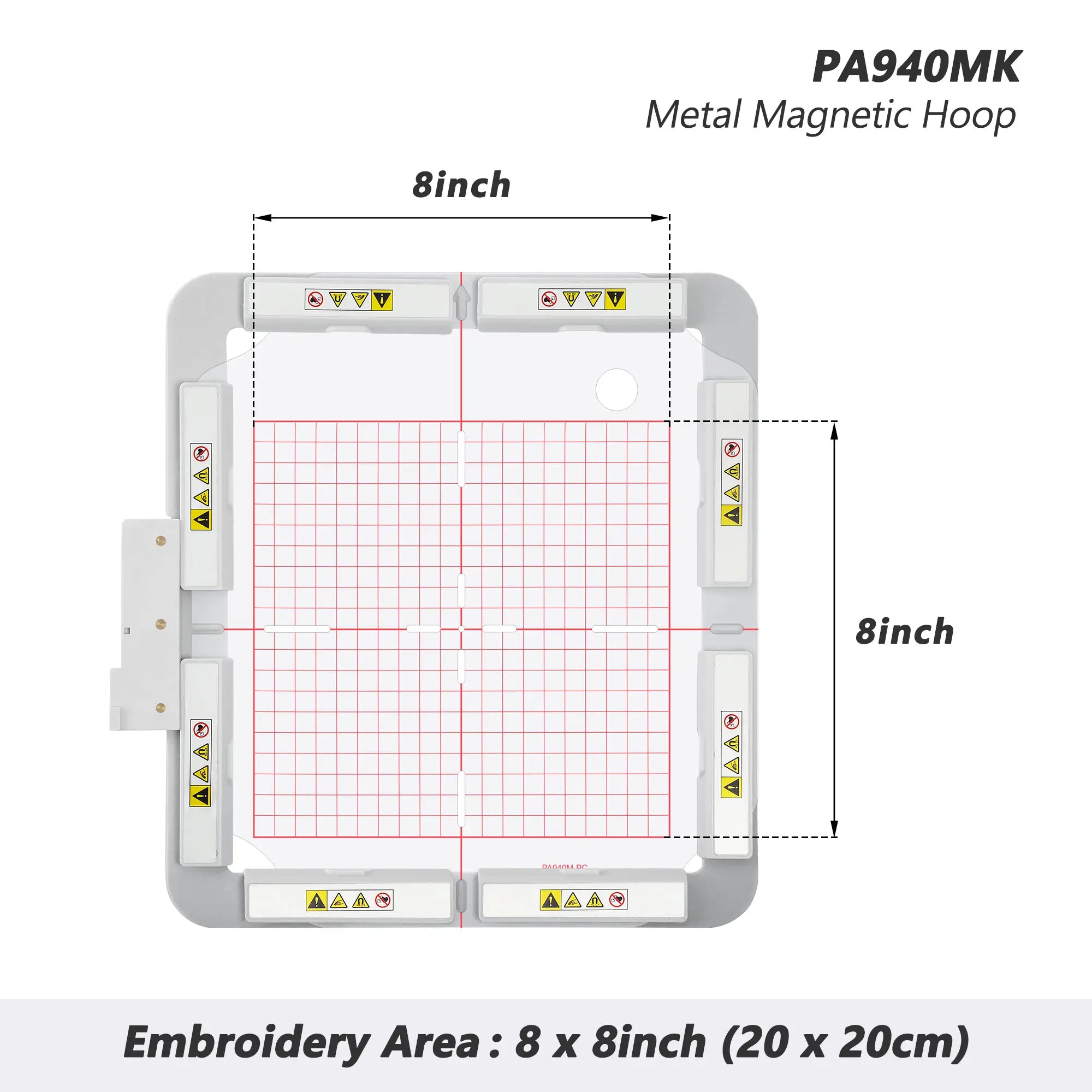 Magnetramme for Husqvarna Viking Designer, Designer JADE, QUIT DESIGNER Ⅱ, Platinum | Metal Magnet Embroidery Machine Sash Frame | 5.5x5.5"