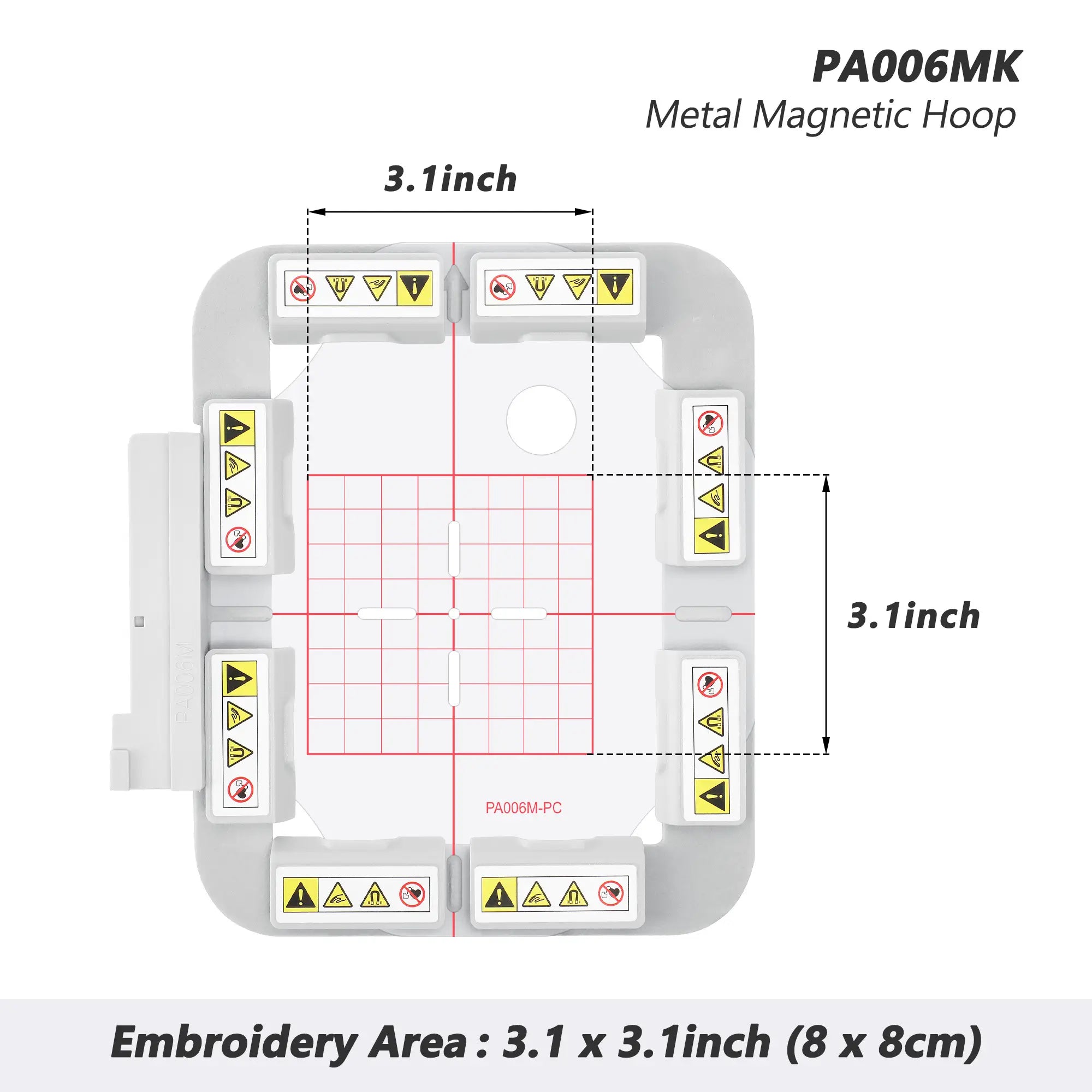 Magnetramme (Long-bar Magnets) for Pfaff Singer em 9305 Creative Sensation Vision Pro II 4.5 4.0 3.0 2.0 1.5 Performance | Metal Magnet Embroidery Machine Sash Frame | 3.15x3.15"