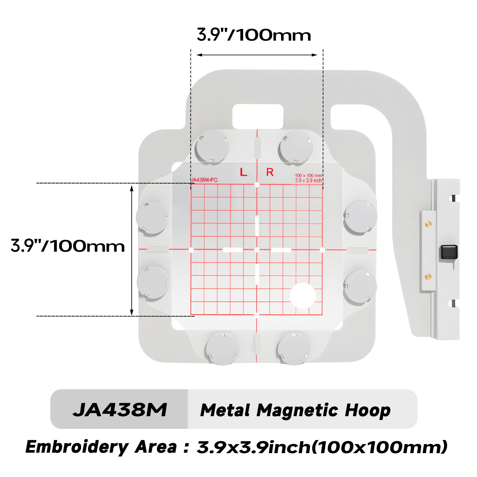 Sew Tech Magnetic Broderiramme for Janome MC400E MC450E MC500E MC550E | JA438M - 3.9" x 3.9" (100x100mm) with runde magnetar