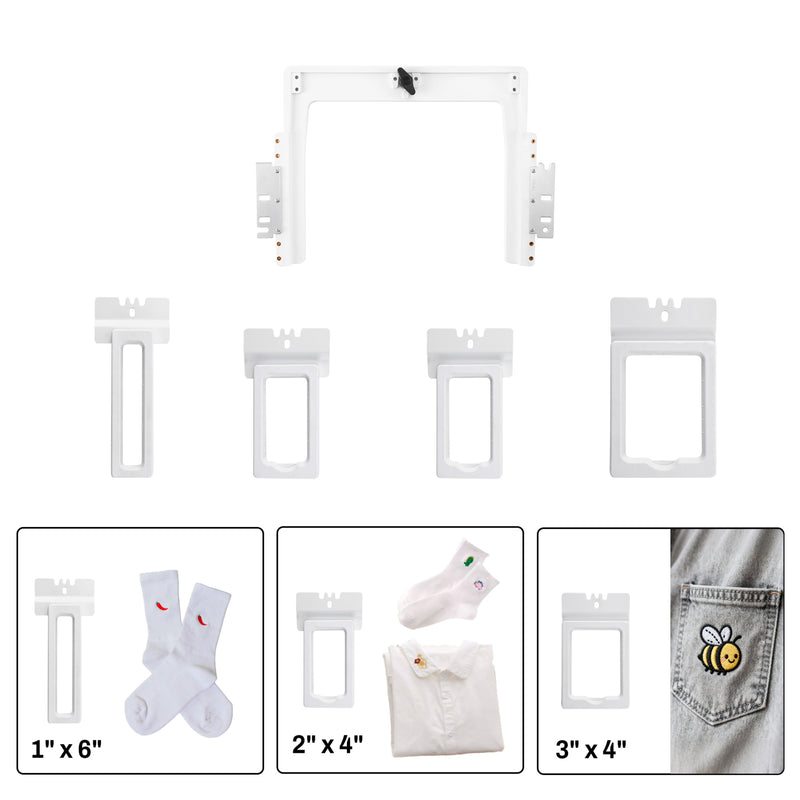 Sewtech 4-in-1 Magnetramme Set for Brother PR / PRS / VR – Small Logo Pocket & Sock Embroidery Frames